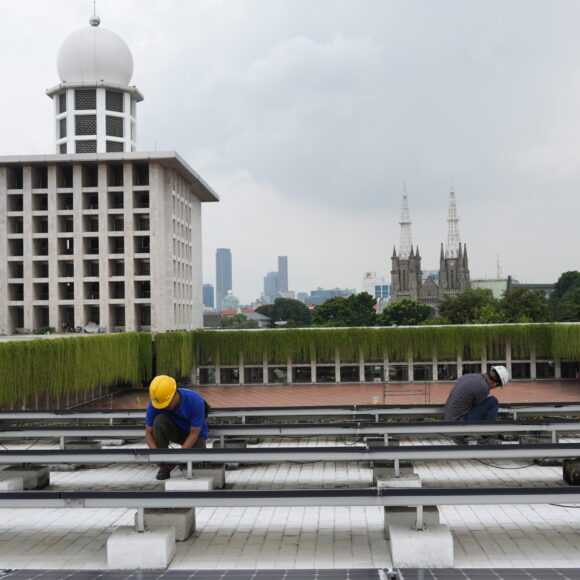 Solar installation at Istiqlal Mosque rooftop, Jakarta
